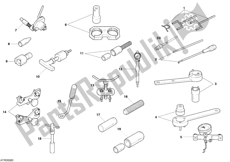 Tutte le parti per il 01a - Attrezzi Di Servizio Per Officina, Motore del Ducati Superbike 749 Dark 2004